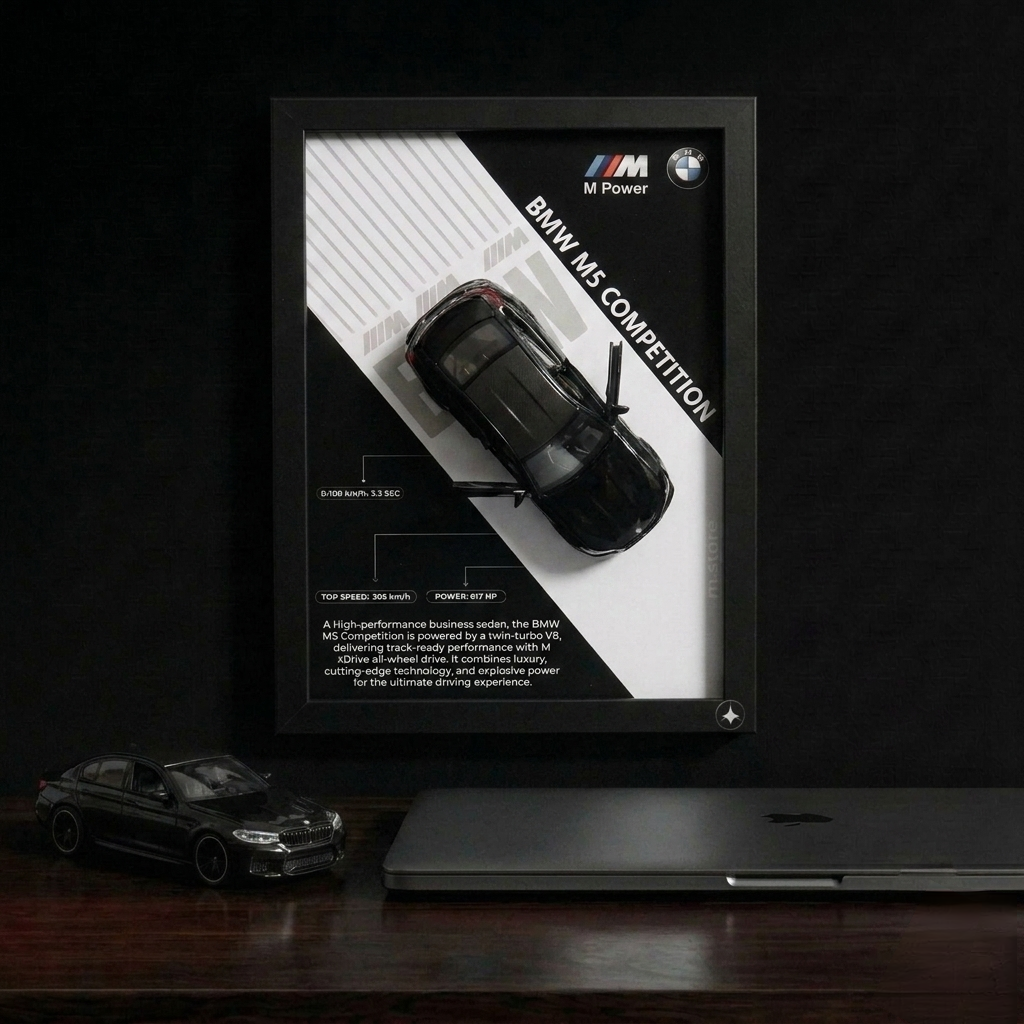 BMW M5 Premium Frame Art- A4 (31x23)