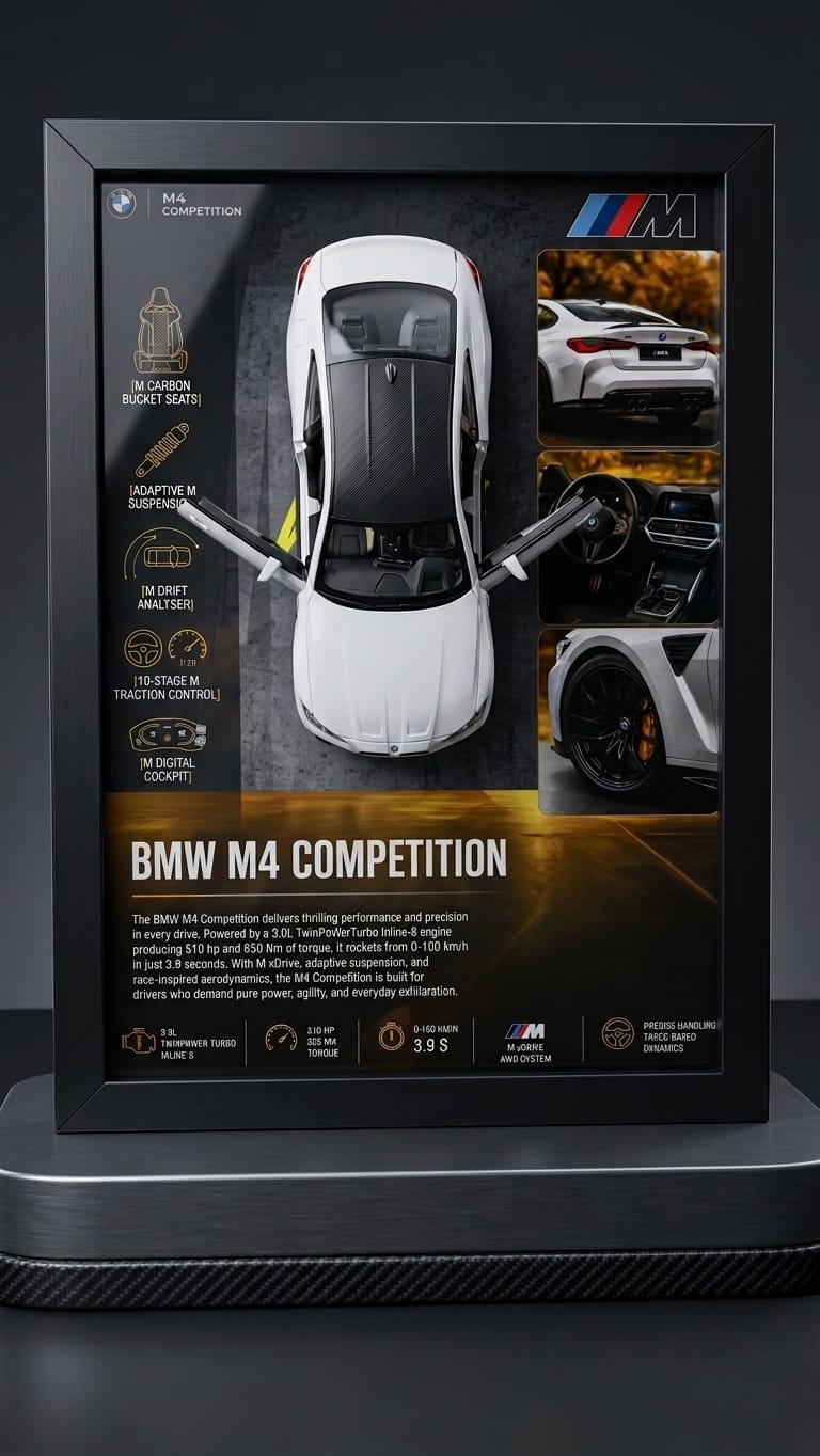 Premium BMW M4 Competition Frame Art-A4 (31x23)
