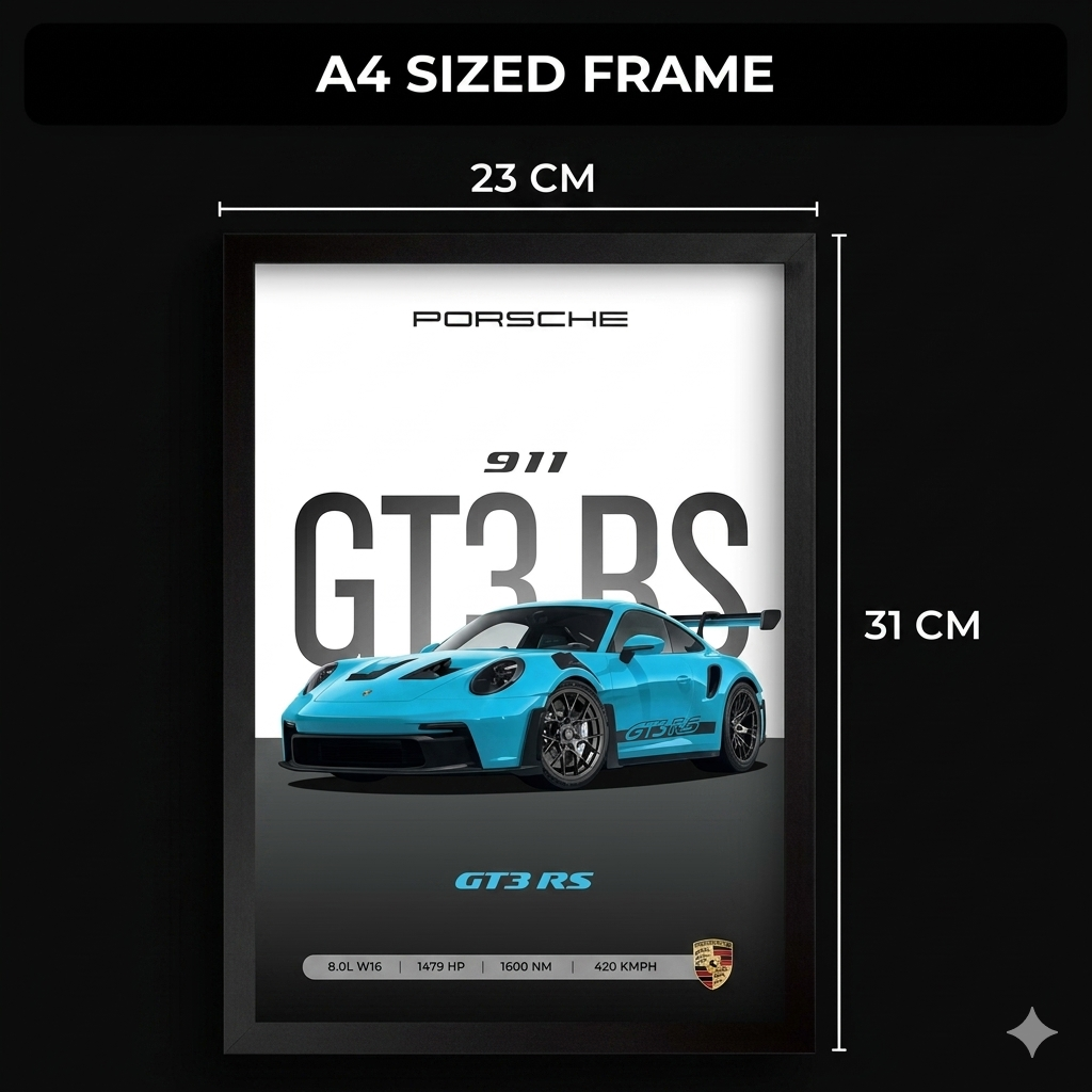 Framed Porche A4 Sized (31 x21)