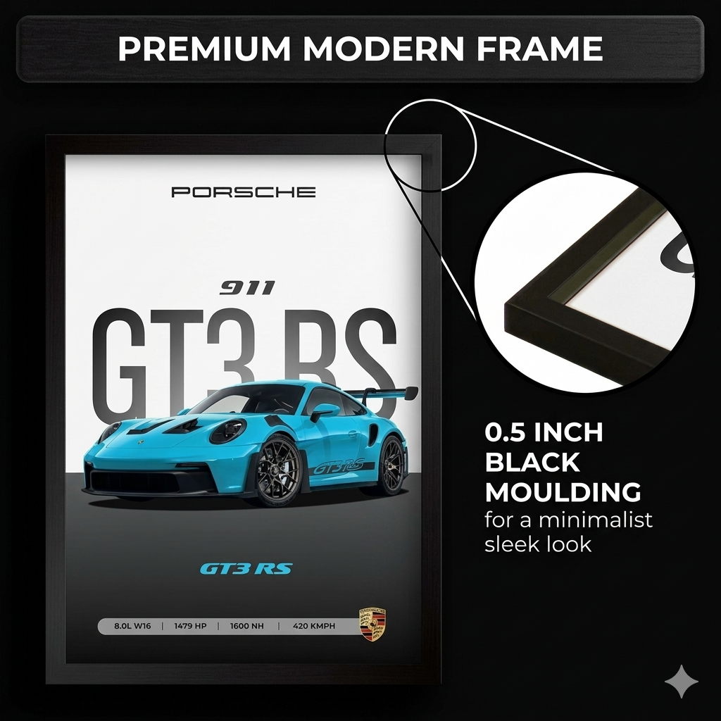Framed Porche A4 Sized (31 x21)
