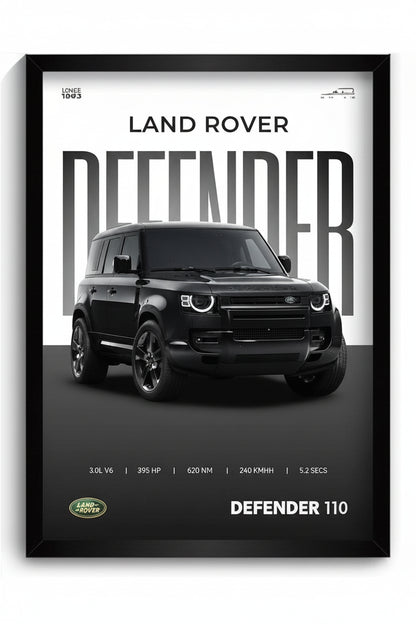 Framed Land Rover Defender A4 Sized (31 x 23 cm)