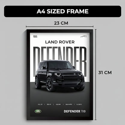 Framed Land Rover Defender A4 Sized (31 x 23 cm)