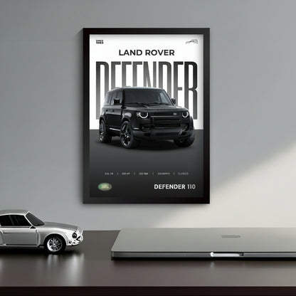 Framed Land Rover Defender A4 Sized (31 x 23 cm)