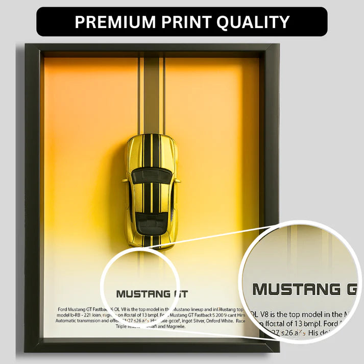 Ford Mustang GT Diecast Car Frame  – 3D Wall Art