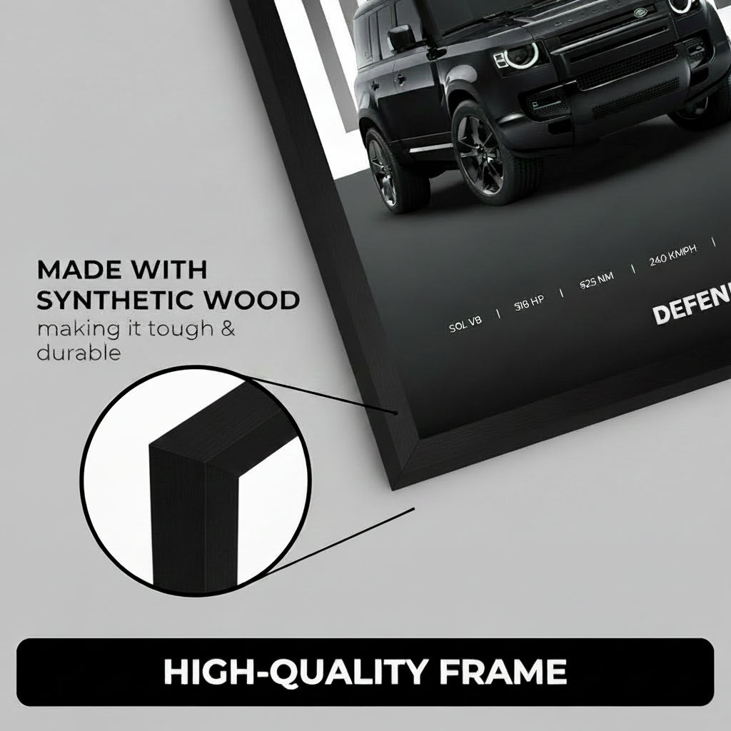 Framed Land Rover Defender A4 Sized (31 x 23 cm)