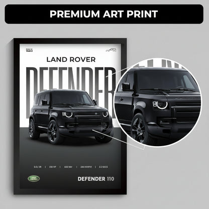 Framed Land Rover Defender A4 Sized (31 x 23 cm)