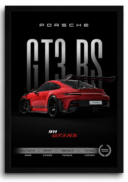 Porche 911 GT3 RS Poster | Framed Porche A4 Sized (31 x 23 cm)