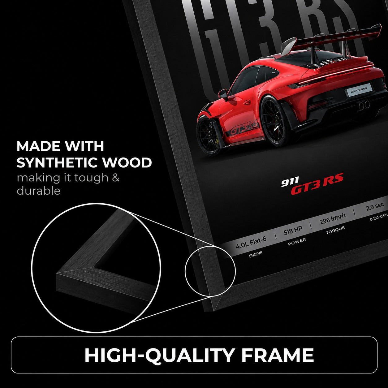 Porche 911 GT3 RS Poster | Framed Porche A4 Sized (31 x 23 cm)