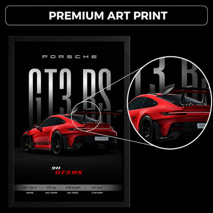 Porche 911 GT3 RS Poster | Framed Porche A4 Sized (31 x 23 cm)