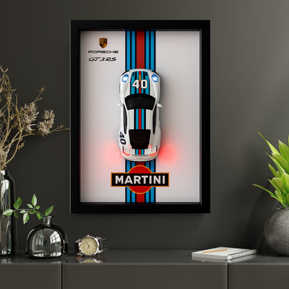 Porsche GT3RS Martini 3D Supercar Wall Art – Diecast Car 1:28 Model
