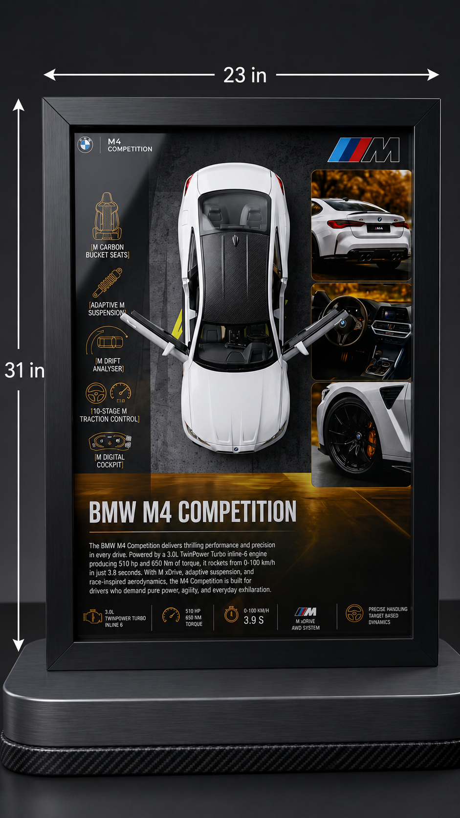 Premium BMW M4 Competition Frame Art-A4 (31x23)