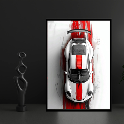 Premium 2D Car Art Frame – Ferrari Supercar Design | A4 Size High-Gloss Wall Frame | Modern Luxury Automotive Décor for Home, Office & Studio