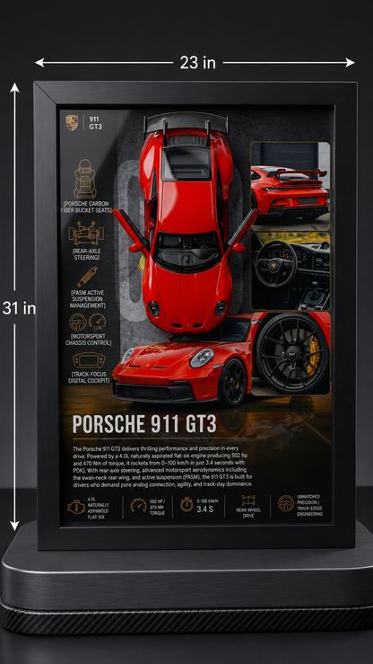 Premium Porsche 911 GT3 Frame Art - A4 (31x23)