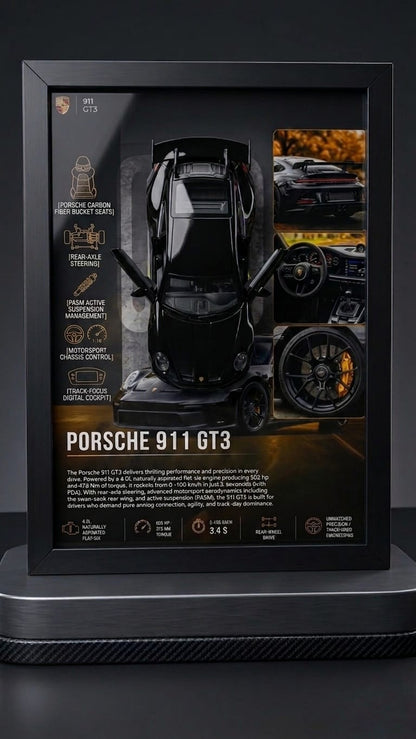 Premium Porsche 911 GT3 Frame Art -A4 (31x23)