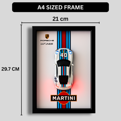 Porsche GT3RS Martini 3D Supercar Wall Art – Diecast Car 1:28 Model