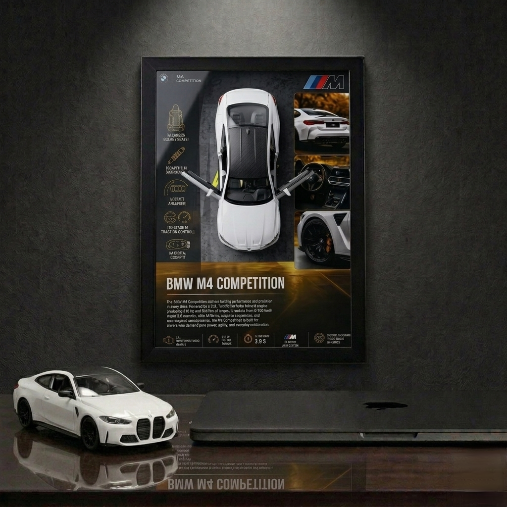 Premium BMW M4 Competition Frame Art-A4 (31x23)
