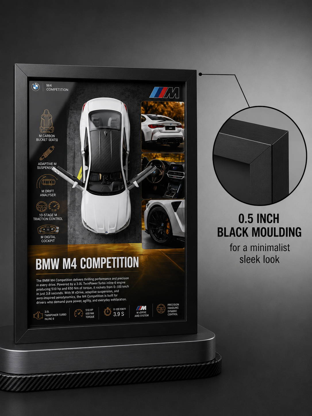 Premium BMW M4 Competition Frame Art-A4 (31x23)