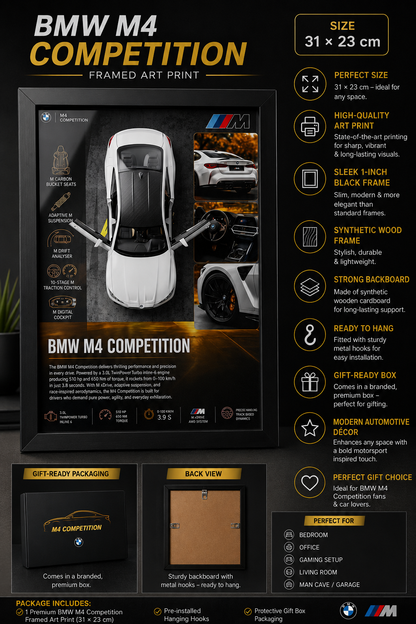 Premium BMW M4 Competition Frame Art-A4 (31x23)