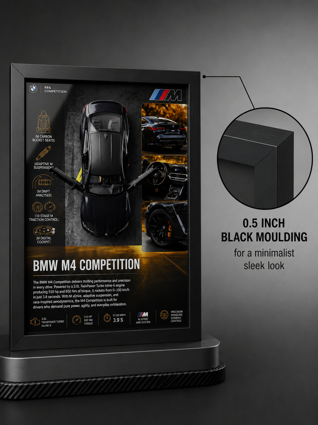 Premium BMW M4 Competition Frame Art-A4 (31x23)