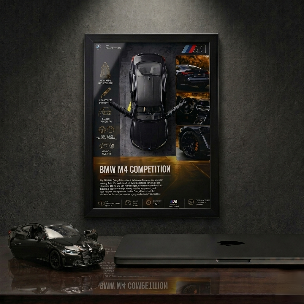 Premium BMW M4 Competition Frame Art-A4 (31x23)