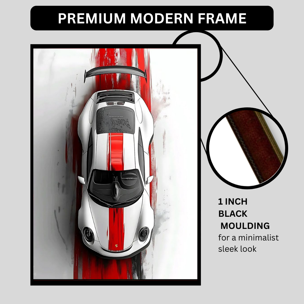 Premium 2D Car Art Frame – Ferrari Supercar Design | A4 Size High-Gloss Wall Frame | Modern Luxury Automotive Décor for Home, Office & Studio