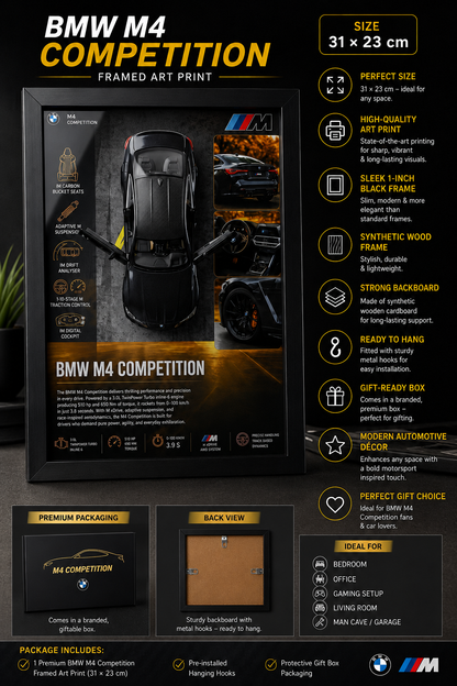 Premium BMW M4 Competition Frame Art-A4 (31x23)