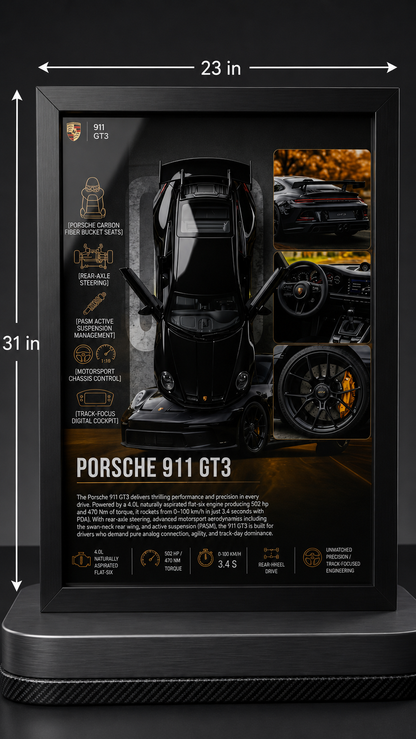Premium Porsche 911 GT3 Frame Art -A4 (31x23)