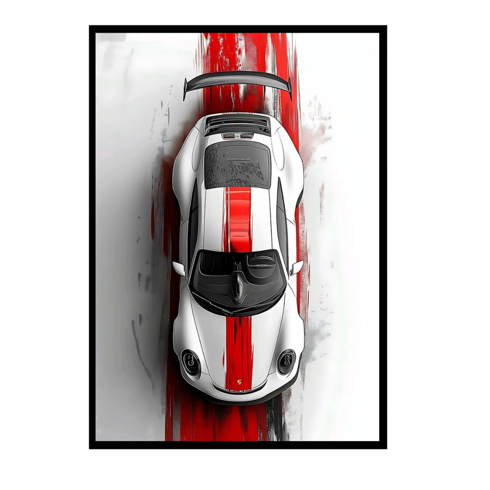 Premium 2D Car Art Frame – Ferrari Supercar Design | A4 Size High-Gloss Wall Frame | Modern Luxury Automotive Décor for Home, Office & Studio