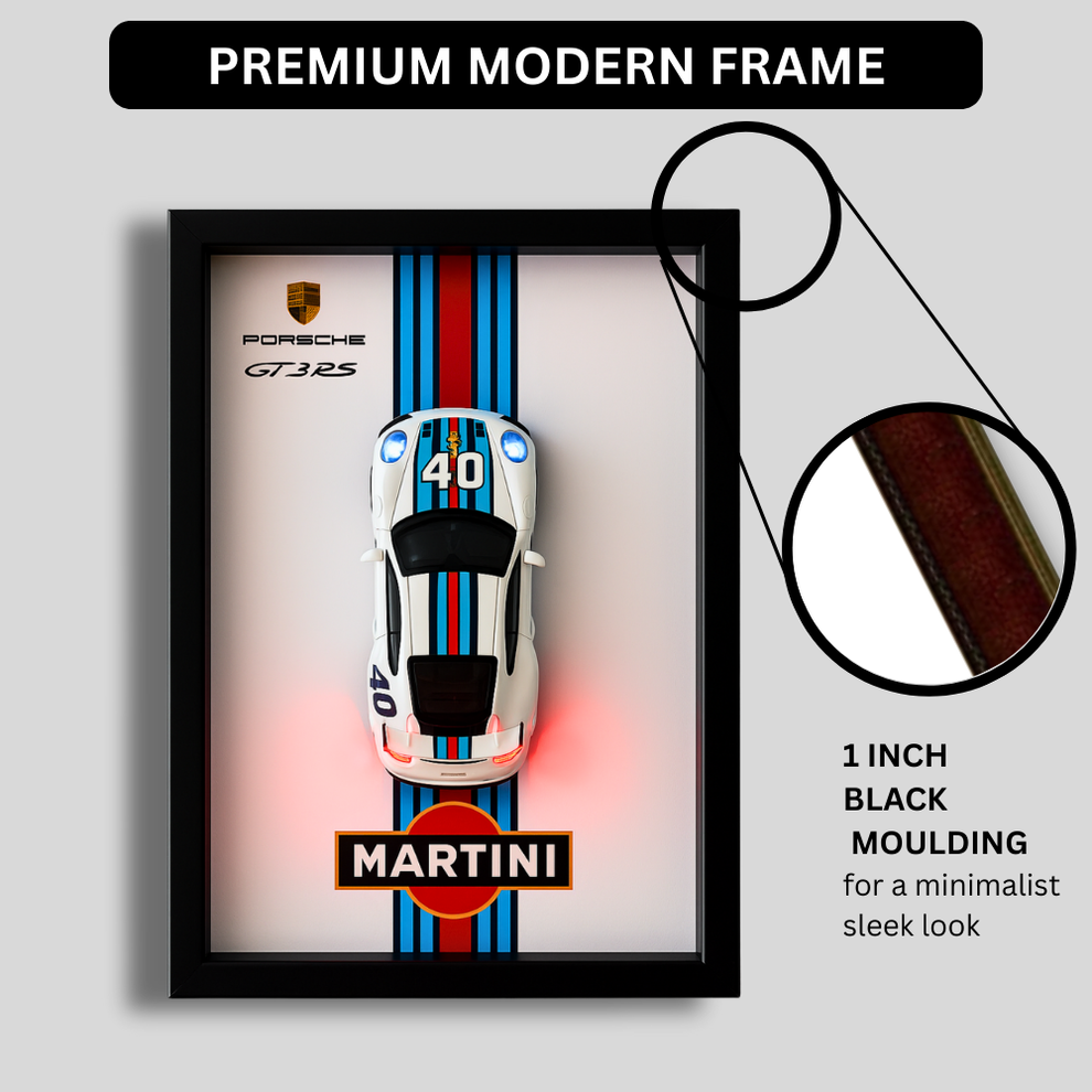 Porsche GT3RS Martini 3D Supercar Wall Art – Diecast Car 1:28 Model