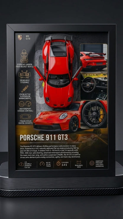 Premium Porsche 911 GT3 Frame Art - A4 (31x23)