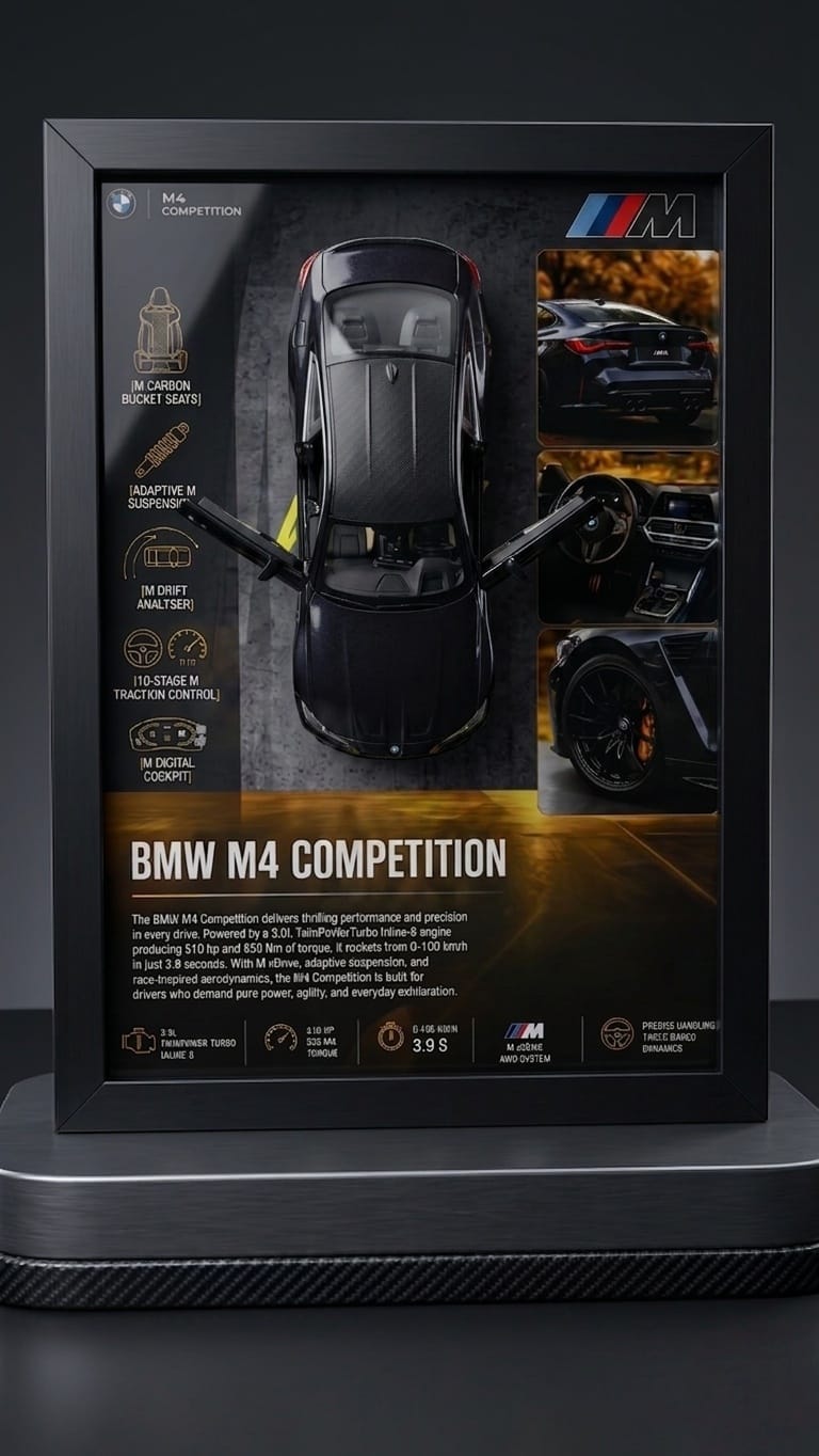 Premium BMW M4 Competition Frame Art-A4 (31x23)