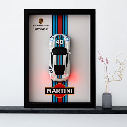 Porsche GT3RS Martini 3D Supercar Wall Art – Diecast Car 1:28 Model