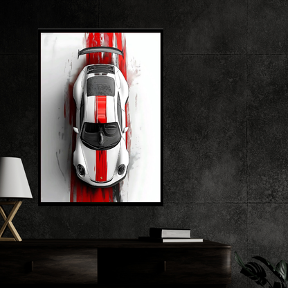 Premium 2D Car Art Frame – Ferrari Supercar Design | A4 Size High-Gloss Wall Frame | Modern Luxury Automotive Décor for Home, Office & Studio